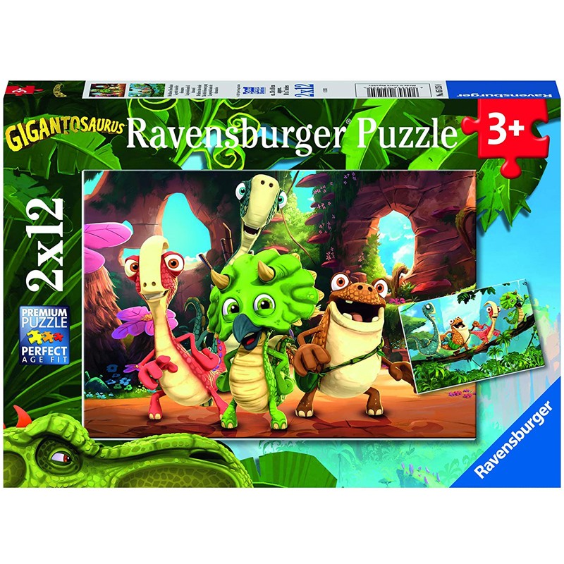 PUZZLE 2X12 PEZZI LA PICCOLA BANDA DI DINOSAURI GIGANTOSAURUS RAVEN