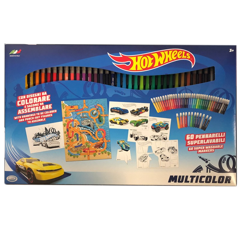 CONFEZIONE 60 PENNARELLI SUPERLAVABILI MULTICOLOR HOT WHEELS ODS 35811