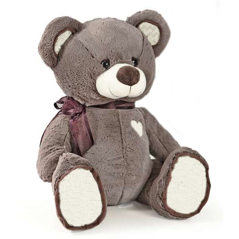 orso grigio con cuore, altezza 50 cm seduto