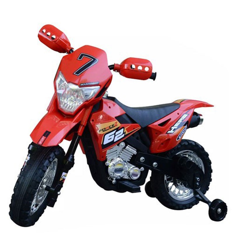 MOTO ELETTRICA PER BAMBINI ENDURO ROSSA 6V CON TELAIO IN METALLO, LUCI E  SUONI 5582